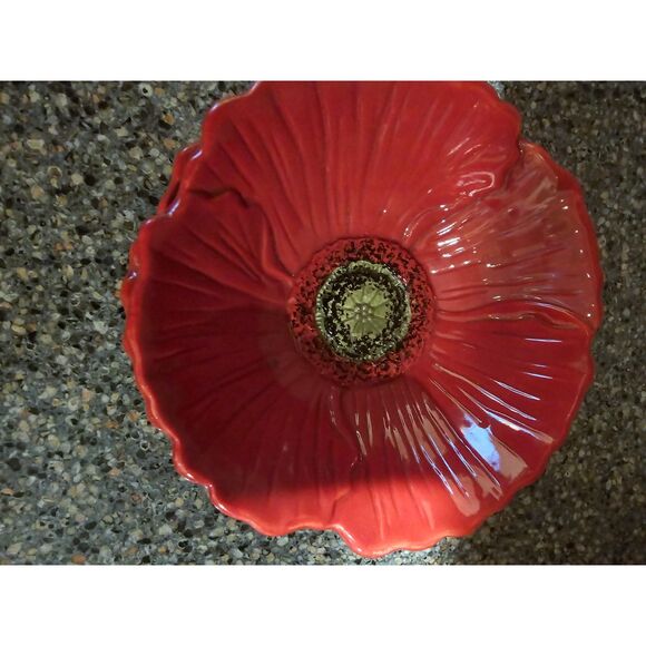 Rare Ambience Collections Nanette Vacher Fleur Rouge Red Set w/ 4 Part server - Picture 7 of 12